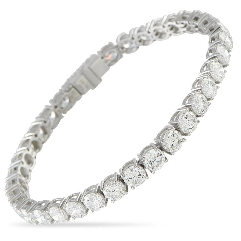 Platinum 15.58ct Diamond Tennis Bracelet: Condition: Pre-owned - Good: This item has been gently used but is in good condition. It might have a few signs of wear, like light scratches or tarnishing. Main Stone: See Description,Metal: