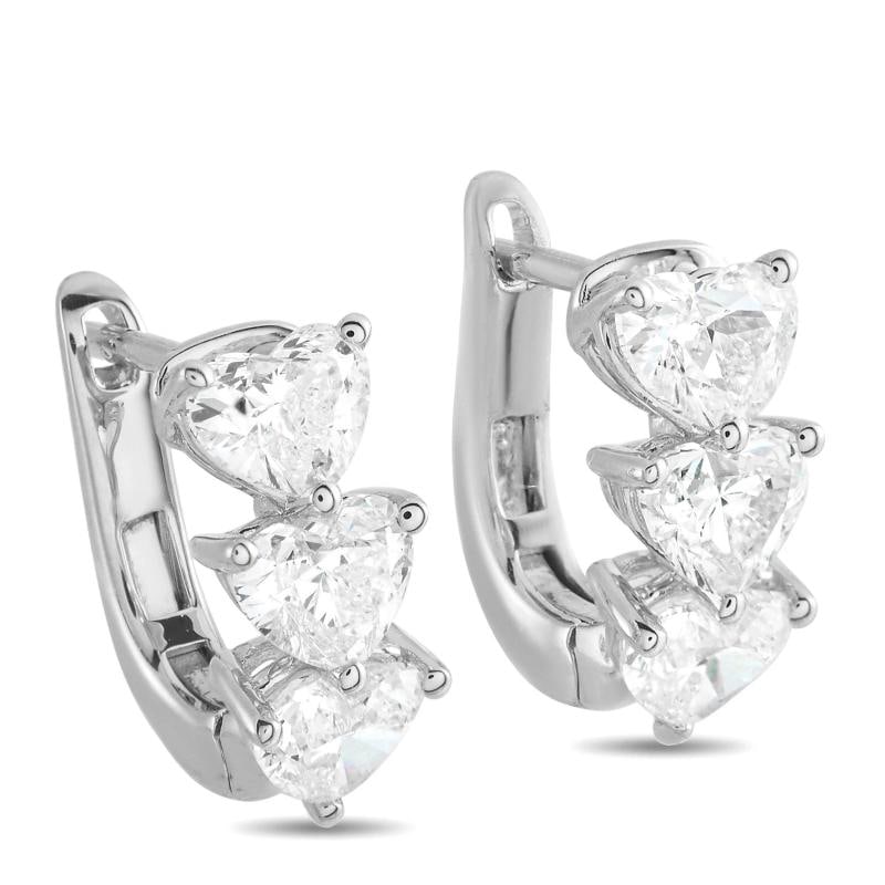 18K White Gold 3.0ct Diamond Earrings - 2