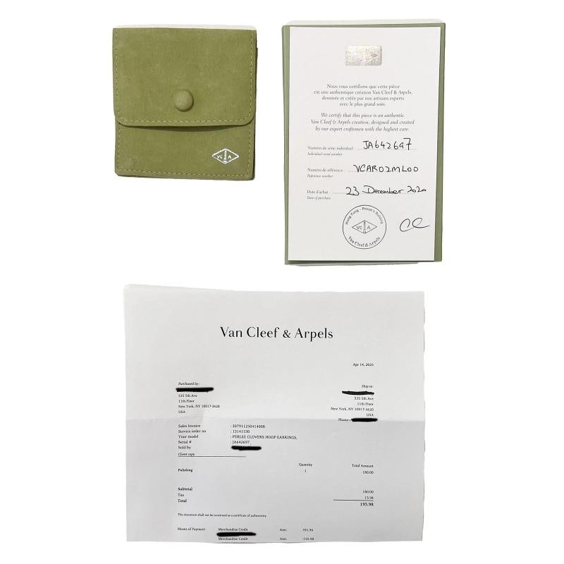 Van Cleef & Arpels White Gold Diamond Perlee Clovers Hoop Earrings - 4