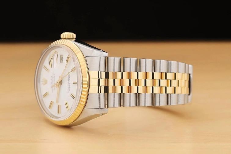 ROLEX MENS DATEJUST 16013 WHITE DIAL 18K YELLOW GOLD STAINLESS STEEL WATCH - 4