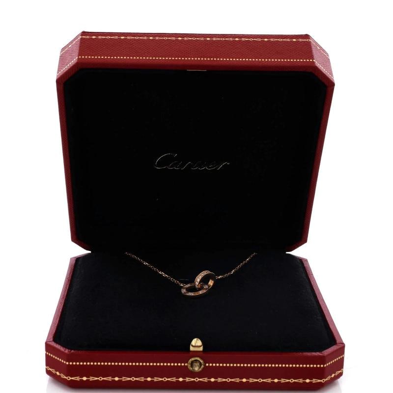 Cartier Love Interlocking Pave Necklace 18K Rose Gold and Diamonds - 2