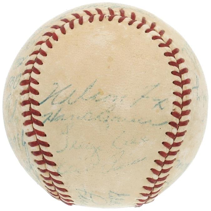 1953 All Star Game Team Signed Baseball Mickey Mantle Satchel Paige JSA COA - 3
