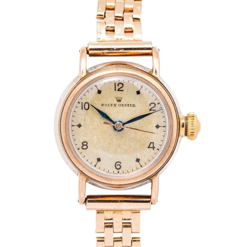 Rolex Oyster Vintage 14K Rose Gold Manuel Off-White Dial Ladies Watch 23mm - 2