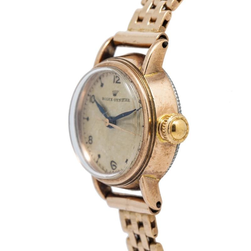 Rolex Oyster Vintage 14K Rose Gold Manuel Off-White Dial Ladies Watch 23mm - 3