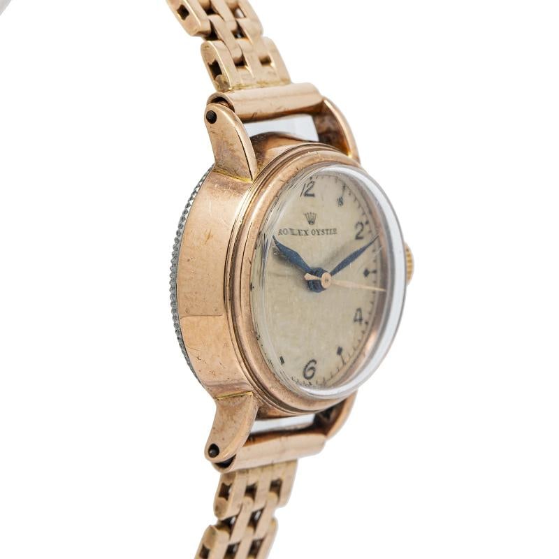 Rolex Oyster Vintage 14K Rose Gold Manuel Off-White Dial Ladies Watch 23mm - 4