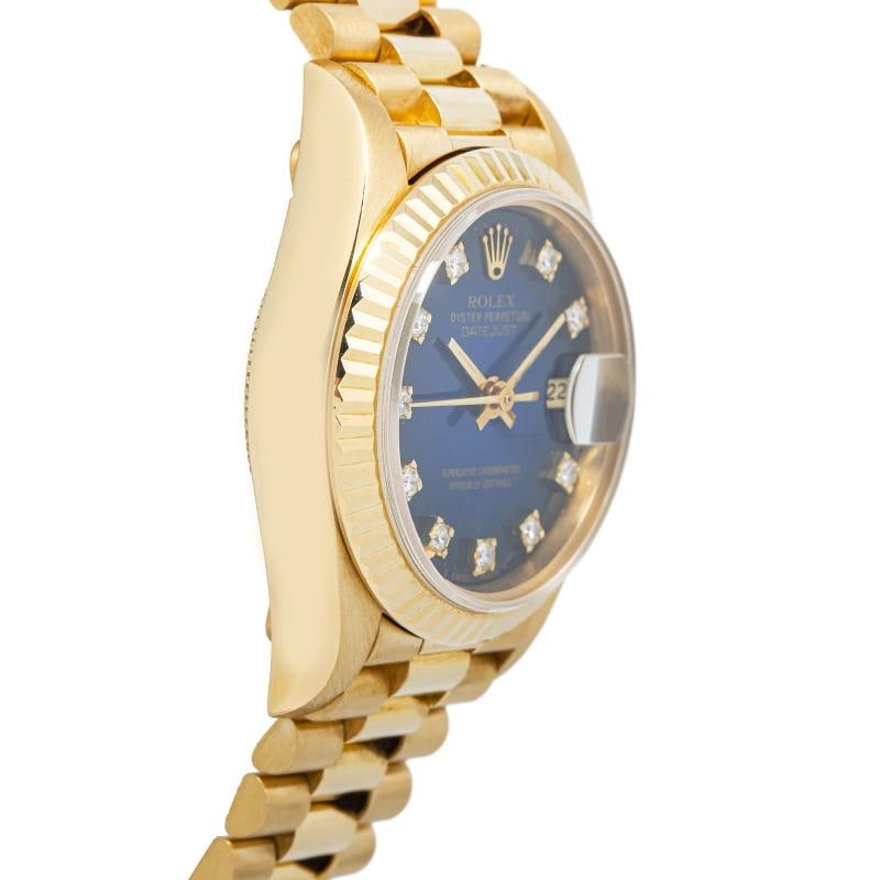 Rolex Datejust 69178 Papers 18k President Blue Vignette Diamond Dial Women 26mm - 4