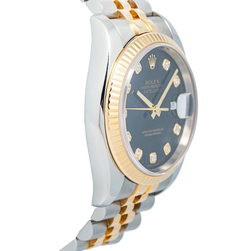Rolex Datejust 116233 Jubilee 18K TwoTone Factory Black Diamond Dial Watch 36mm - 4