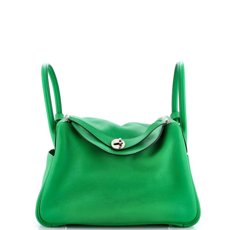 Hermes Lindy Bag Clemence 30: Condition: Pre-owned - Good,Brand: Hermes,Exterior Material: Leather,Style: Shoulder Bags,Exterior Color: Green,Department: Women,Size: 30,Accessories: Dust Bag Condition: Very good. Exterior:
