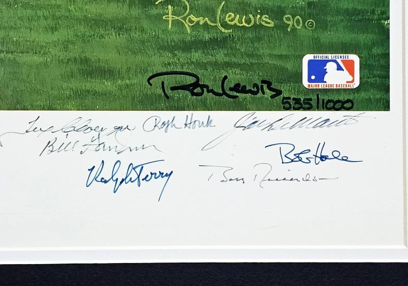 1961 Yankees Autographed Framed 24x36 Lithograph 34 Sigs Mantle Berra PSA/DNA - 8