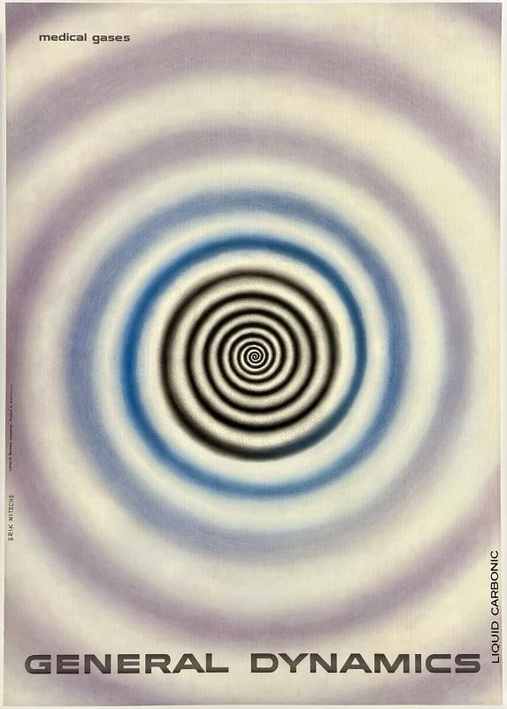 Original Vintage Poster GENERAL DYNAMICS - MEDICAL GASES Swiss Graphic Design OL: Dimensions: 35.6 x 50.4 in. / 90.5 x 128 cm.; Circa: 1960 . Condition: Used,Artist: Erik Nitsche,Listed By: Dealer or Reseller,Type: Poster,Year of Production: 1960,Width (Inches): 35.6",Height