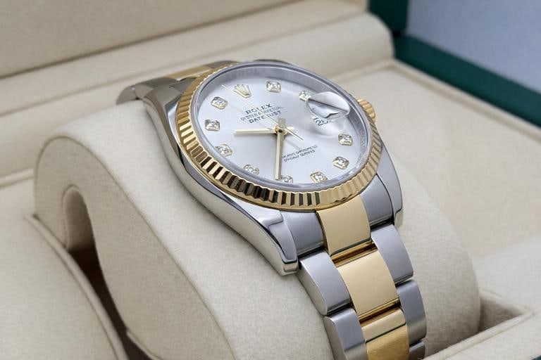 Rolex Datejust 36 116233 Factory Silver Diamond Dial 18k Yellow Gold Steel - 4