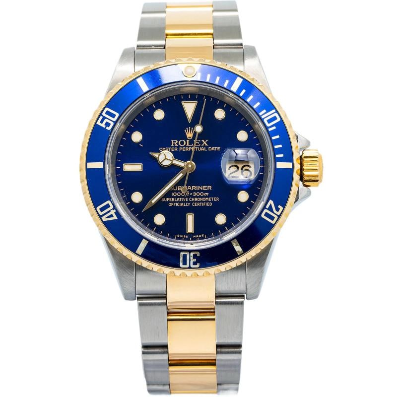 Rolex Submariner 16613 Auto Oyster 18k YG Two Tone Blue Dial Men's Watch 40mm (1 of 6)