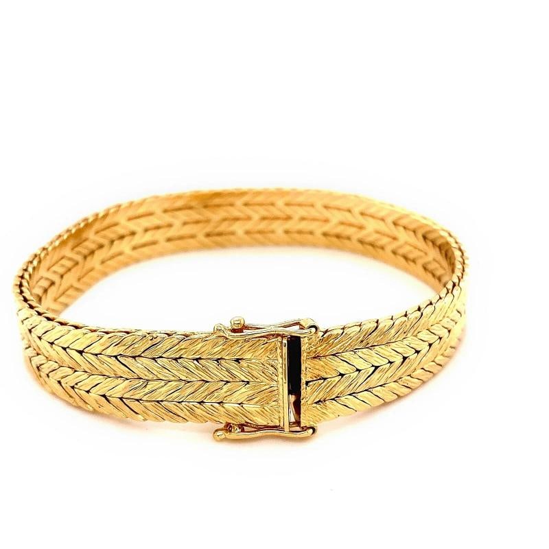 Tiffany & Co West Germany Double Row Herringbone Woven Bracelet 18kt Yellow Gold - 5