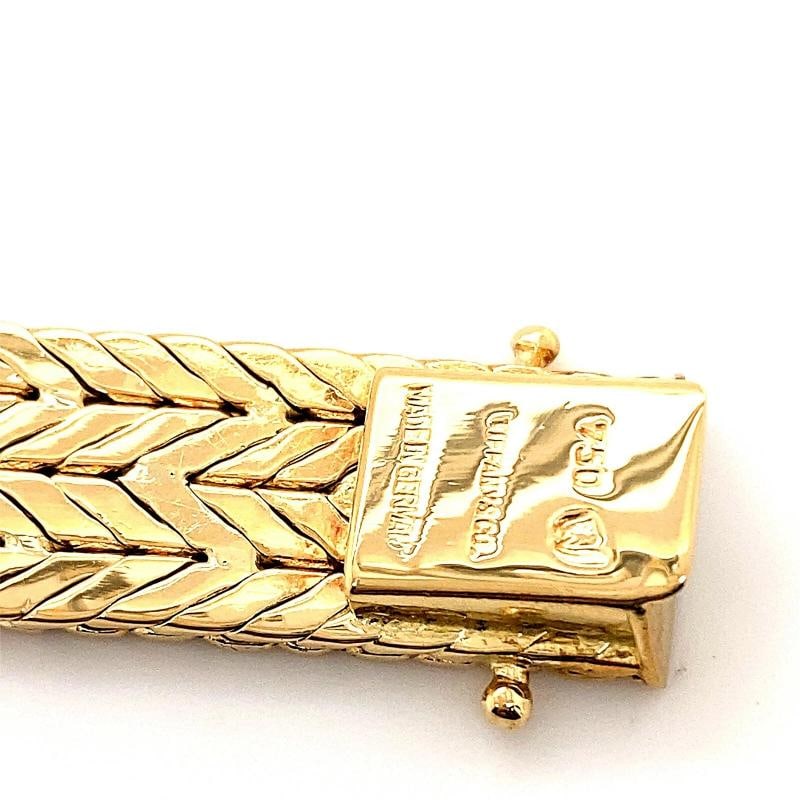 Tiffany & Co West Germany Double Row Herringbone Woven Bracelet 18kt Yellow Gold - 6