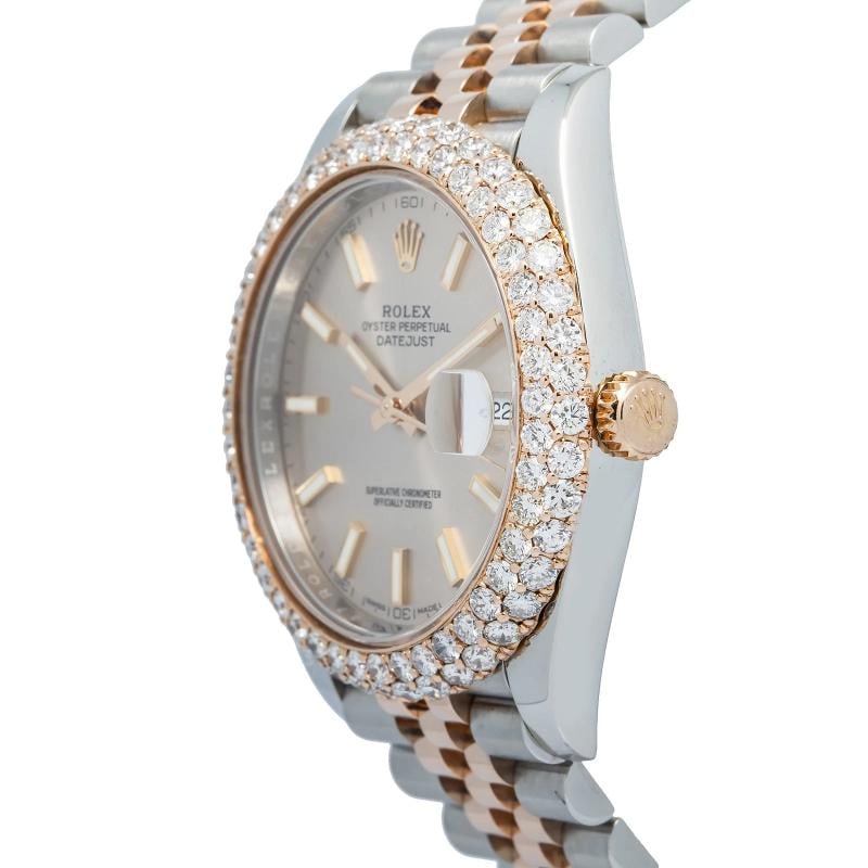 Rolex Datejust 126331 18k Rose Two Tone Silver Dial Diamond Bezel Watch 41mm - 3