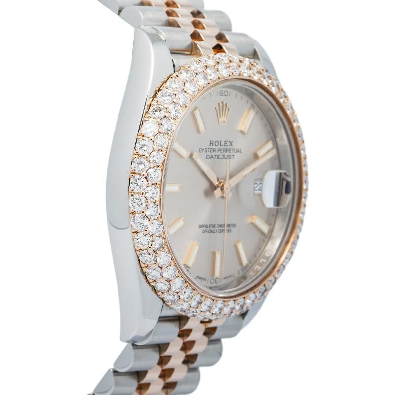 Rolex Datejust 126331 18k Rose Two Tone Silver Dial Diamond Bezel Watch 41mm - 4