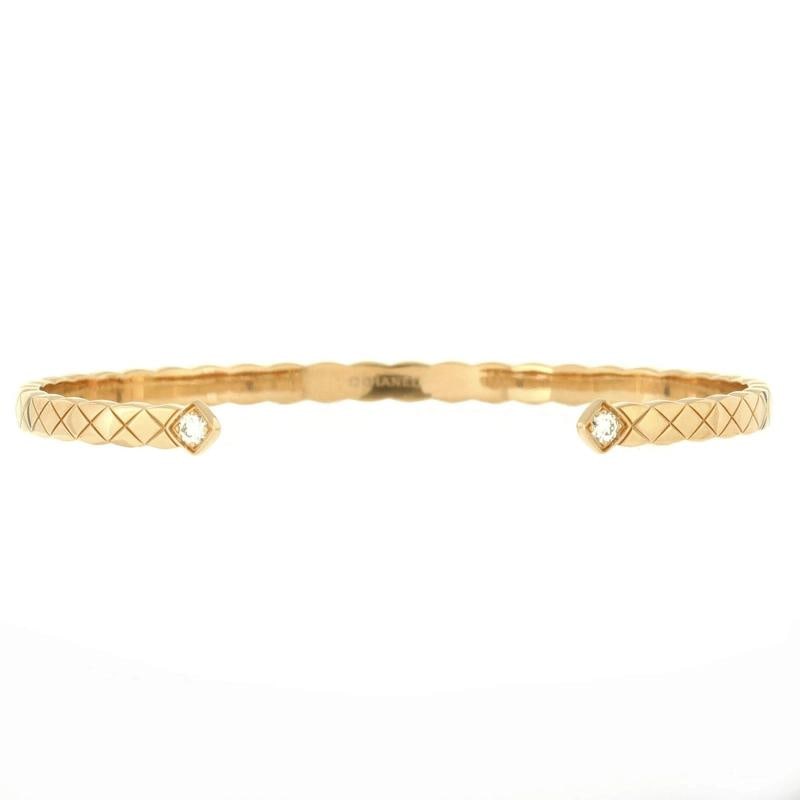 Chanel Coco Crush Cuff Bracelet 18K Beige Gold with Diamonds: Measurements: Circumference: 5.80 ", Width: 3.95 mm . Condition: Pre-owned - Good,Brand: Chanel,Main Stone: Unknown,Metal: 18K Beige Gold,Metal Purity: 18K,Style: Cuff,Type: Bracelet,Color: Yellow