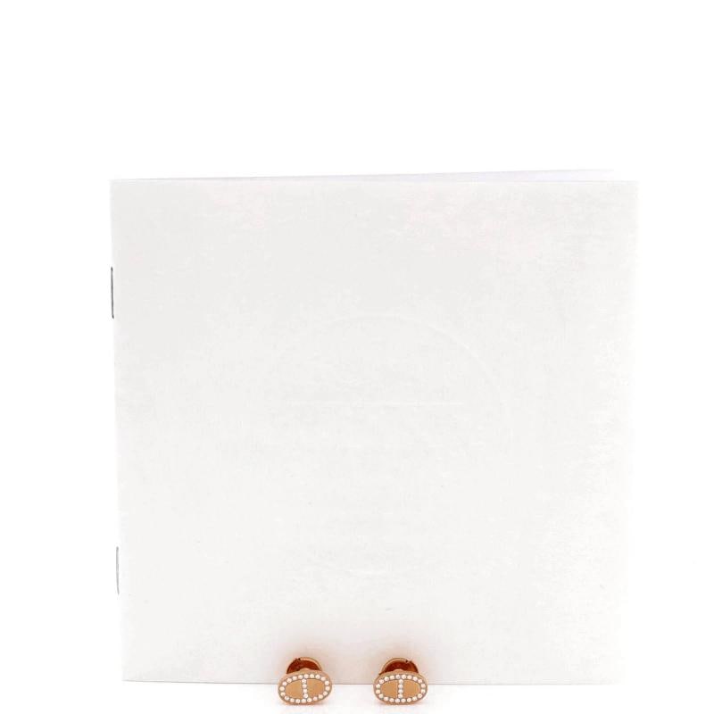 Hermes Chaine d'Ancre Contour Stud Earrings 18K Rose Gold and Diamonds - 2