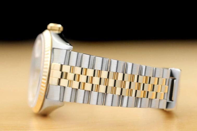 ROLEX MENS DATEJUST 16233 FACTORY ROMAN DIAMOND DIAL 18K YELLOW GOLD STEEL WATCH - 5