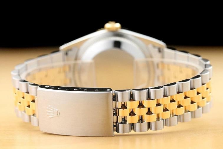 ROLEX MENS DATEJUST 16233 FACTORY ROMAN DIAMOND DIAL 18K YELLOW GOLD STEEL WATCH - 6
