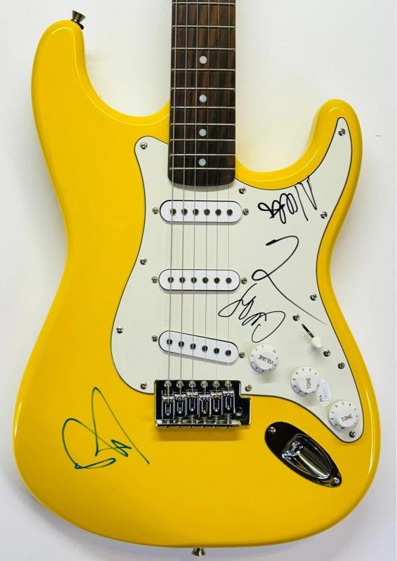 DAVE GROHL TAYLOR HAWKINS SHIFLETT MENDEL Signed Autograph Electric Guitar JSA: Industry: Music,Signed: Yes,Autograph Authentication: James Spence (JSA),Object Type: Guitar & Guitar Pick,Original/Reproduction: Original,Country of Origin: United States