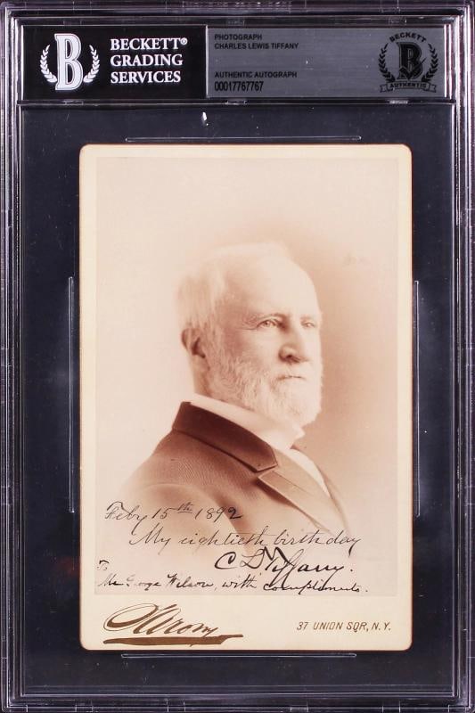 Charles Tiffany Authentic Signed 4.25x6.5 Sarony Cabinet Photo BAS Slabbed: Condition: New: A brand-new, unused, unopened, undamaged item (including handmade items). ,Autograph Authentication: Beckett,Original/Reproduction: Original,PRODUCT_COA: