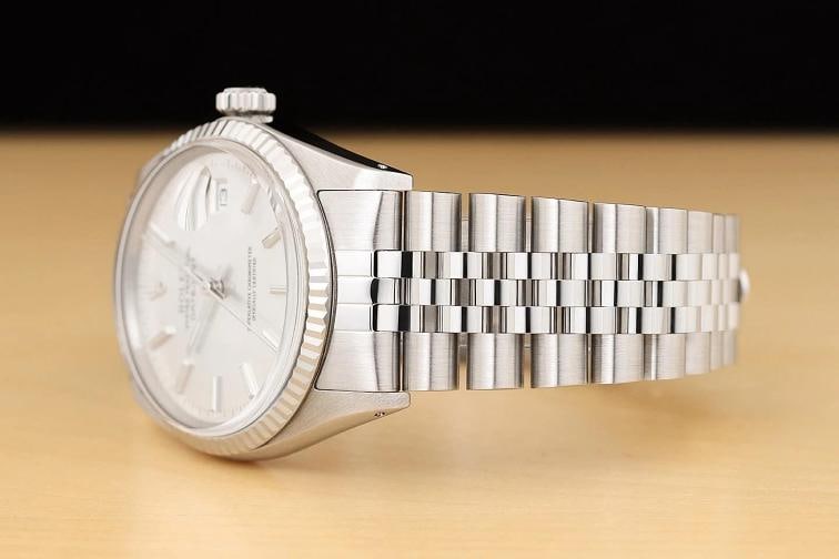ROLEX MENS DATEJUST 16014 SILVER 18K WHITE GOLD STEEL WATCH w/ JUBILEE BAND - 4