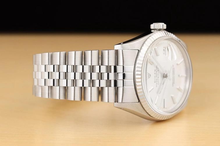 ROLEX MENS DATEJUST 16014 SILVER 18K WHITE GOLD STEEL WATCH w/ JUBILEE BAND - 6