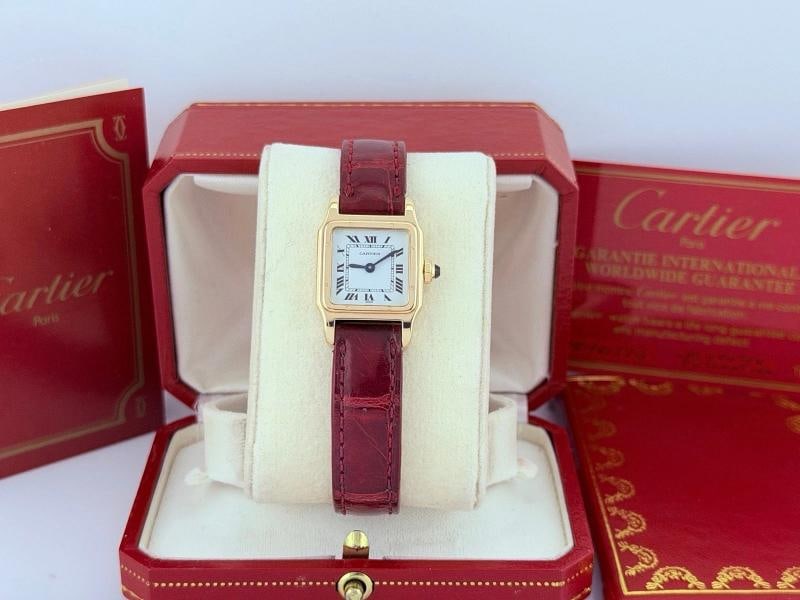 Vintage Cartier Santos Dumont Ladies 78098 White Dial 18k Yellow Gold Box Papers: Condition: Pre-owned - Good,Bezel Color: Gold, Yellow,Indices: Roman Numerals,Band/Strap: Two-Piece Strap,Vintage: Yes,Case Color: Gold, Yellow,Department: Women,Watch Shape: Square,Style: Classic,