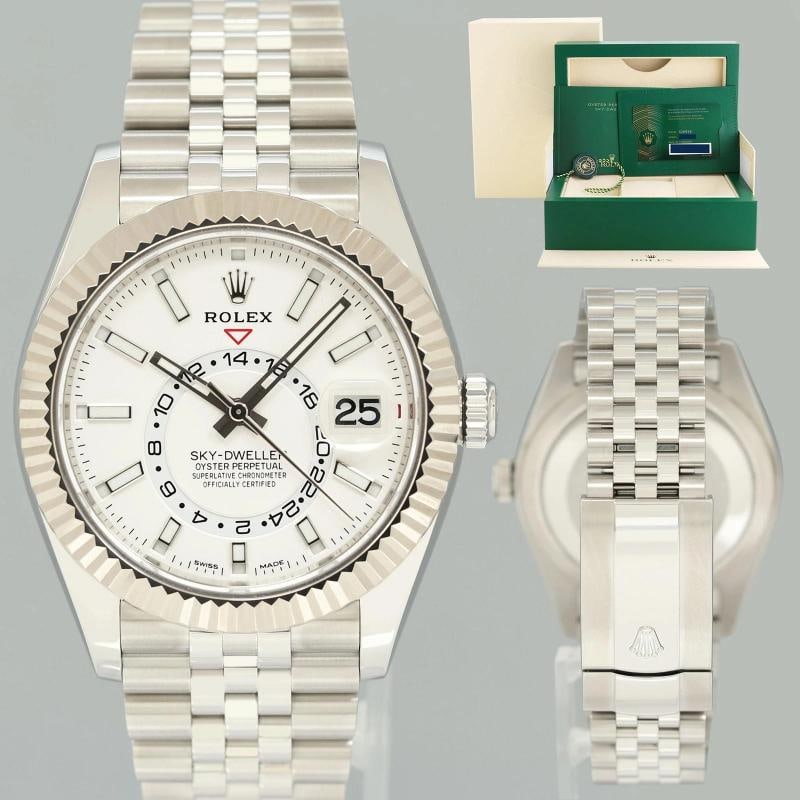 MINT NEW PAPERS Rolex Sky-Dweller Steel White Gold Fluted Jubilee 326934 Watch: Condition: Pre-owned - Excellent,Brand: Rolex,Department: Men,Type: Wristwatch,Country of Origin: Switzerland