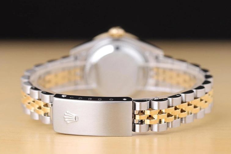 ROLEX LADIES DATEJUST 79173 BLACK DIAL 18K GOLD STEEL TWO TONE DIAMOND WATCH - 6