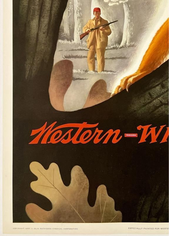 Original Vintage Poster WESTERN WINCHESTER SQUIRREL Hunting Shooting Outdoors OL - 4
