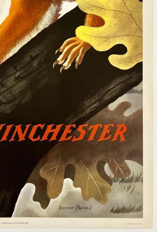 Original Vintage Poster WESTERN WINCHESTER SQUIRREL Hunting Shooting Outdoors OL - 5