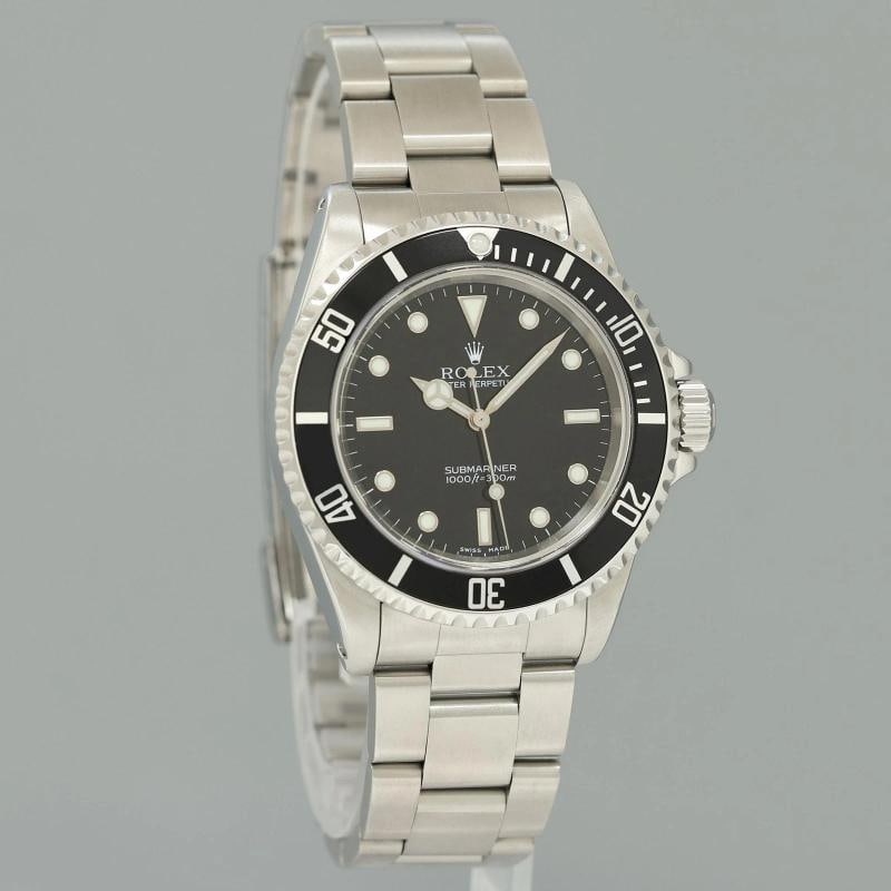PAPERS 2001 MINT Rolex Submariner No-Date 2 Line Dial 14060M Steel Black Watch - 3