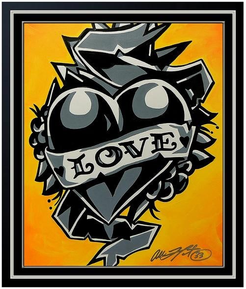Allison Lefcort Acrylic Painting Original Signed Modern Street Graffiti Artwork: Artist: Allison Lefcort,Signed: Yes,Material: Acrylic,Certificate of Authenticity (COA): Yes,Region of Origin: US,Framing: Framed,Subject: Love,Listed By: Dealer or Reseller,Type: Painting,Original/Li