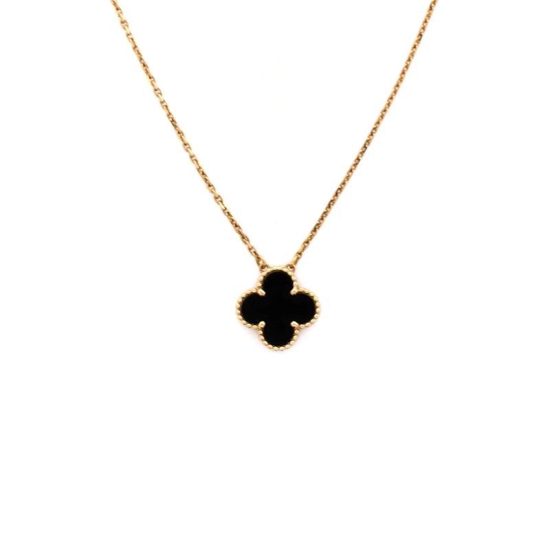 Van Cleef & Arpels Vintage Alhambra Pendant Necklace 18K Yellow Gold and Onyx: Condition: Pre-owned - Good,Brand: Van Cleef & Arpels,Main Stone: Onyx,Metal: 18K Yellow Gold,Metal Purity: 18K,Style: Pendant,Type: Necklace,Color: Yellow Gold,Material: 18K Yellow Gold, Onyx