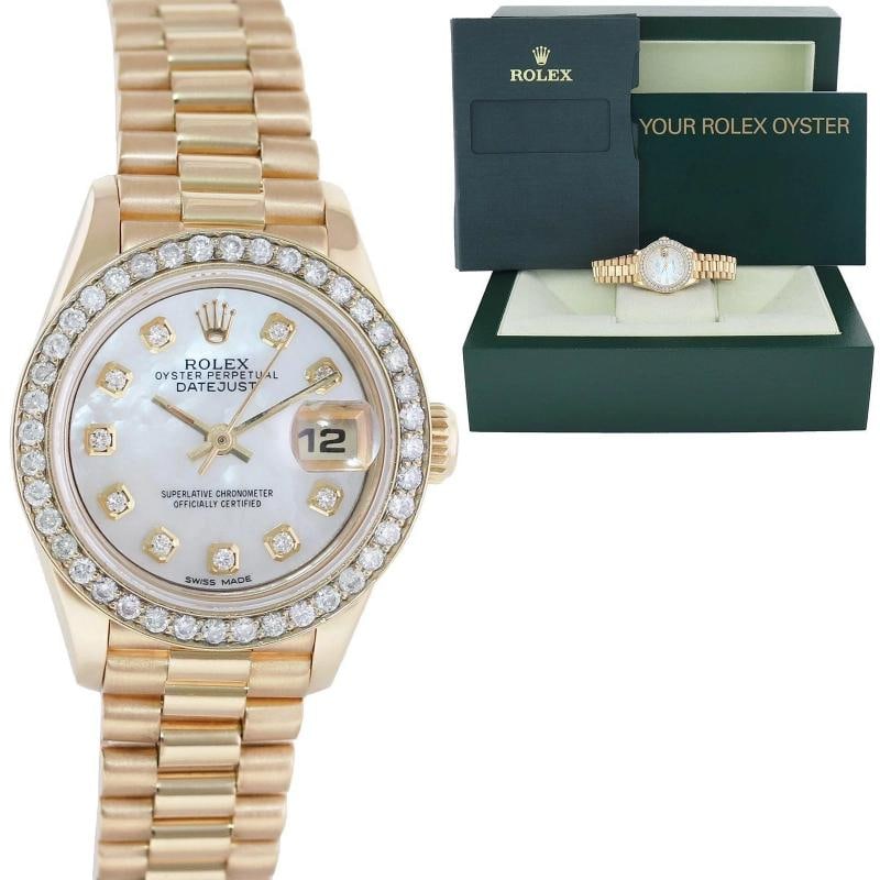 MINT Pearl Diamond Ladies Rolex DateJust 69178 President 26mm 18k Yellow Gold: Condition: Pre-owned - Excellent,Brand: Rolex,Department: Women,Type: Wristwatch,Customized: Yes,Country of Origin: Switzerland
