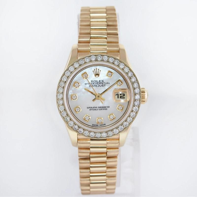 MINT Pearl Diamond Ladies Rolex DateJust 69178 President 26mm 18k Yellow Gold - 2