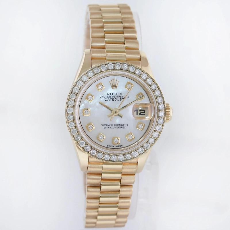 MINT Pearl Diamond Ladies Rolex DateJust 69178 President 26mm 18k Yellow Gold - 3