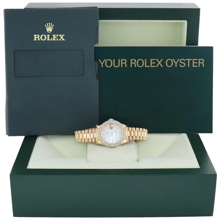 MINT Pearl Diamond Ladies Rolex DateJust 69178 President 26mm 18k Yellow Gold - 8