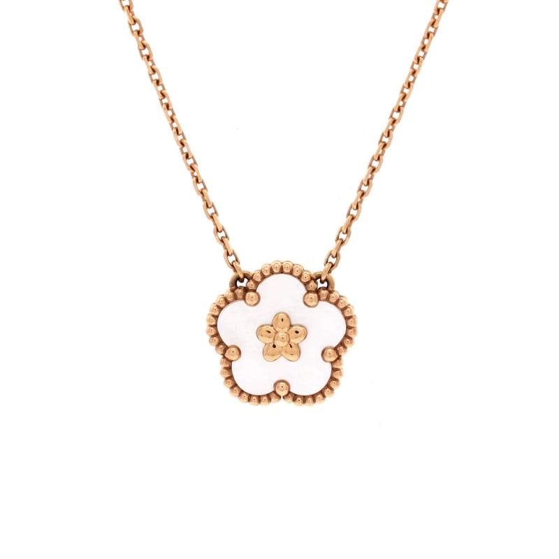 Van Cleef & Arpels Lucky Spring Plum Blossom Pendant Necklace 18K Rose Gold: Condition: Pre-owned - Good,Brand: Van Cleef & Arpels,Main Stone: Unknown,Metal: 18K Rose Gold,Metal Purity: 18K,Style: Pendant,Type: Necklace,Color: Rose Gold,Material: 18K Rose Gold, Mother Of Pearl