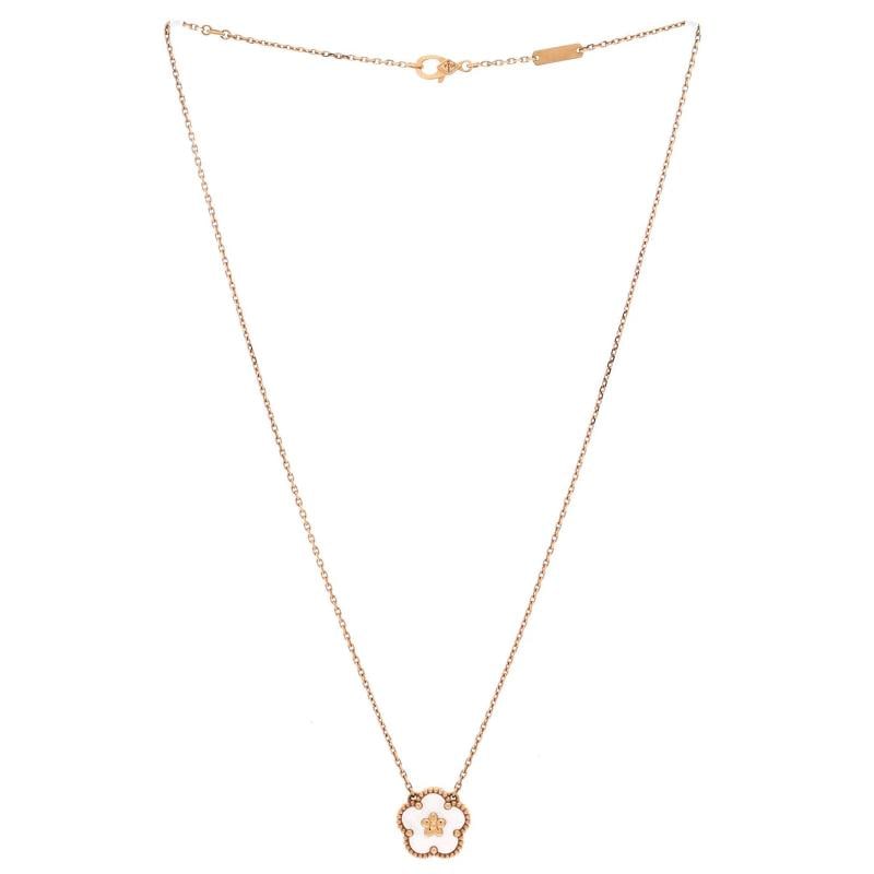 Van Cleef & Arpels Lucky Spring Plum Blossom Pendant Necklace 18K Rose Gold - 2