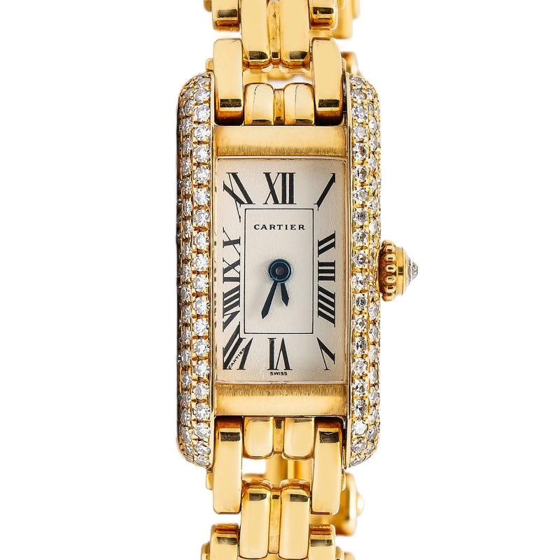 Cartier Tank Allongee 1190 W15007K3 White Dial 18k Factory Diamond Lady 14x28mm (1 of 6)