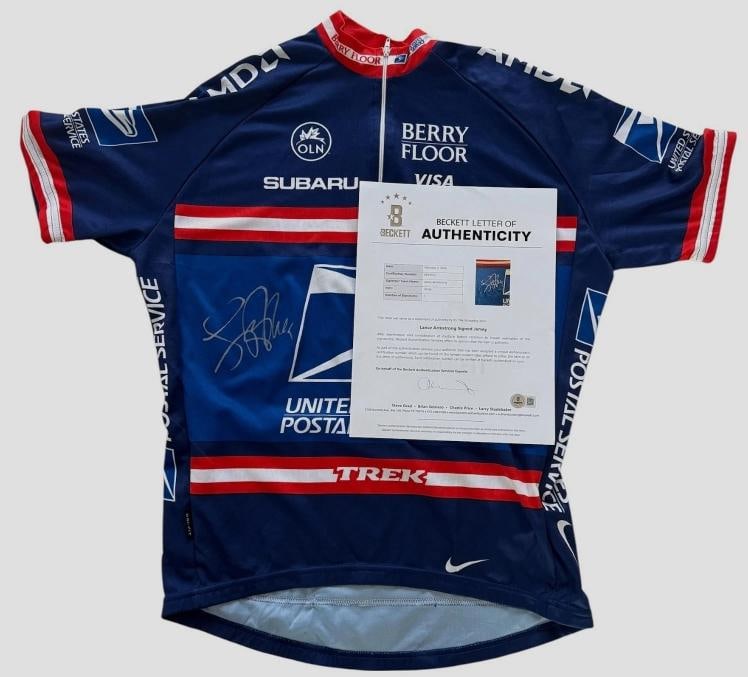 Lance Armstrong Signed Autograph USPS Blue Postal Service Jersey Beckett Bas (1 of 4)