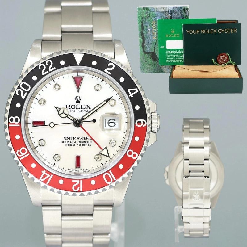 2000 MINT Rolex GMT-Master II Coke Red Black Steel 16710 40mm Watch Box (1 of 7)