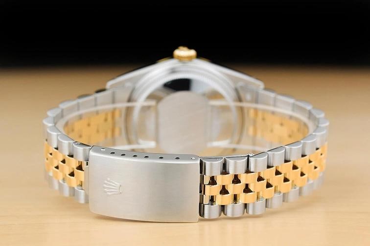 ROLEX MENS DATEJUST 16013 18K YELLOW GOLD STEEL BLUE DIAL 2-TONE JUBILEE WATCH - 6