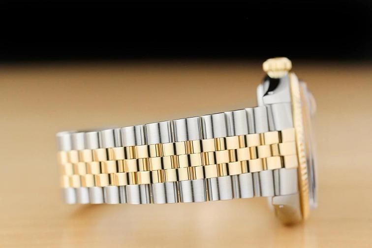 ROLEX MENS DATEJUST 16013 18K YELLOW GOLD STEEL BLUE DIAL 2-TONE JUBILEE WATCH - 8