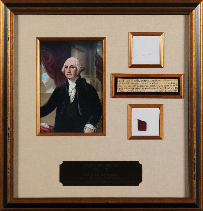 George Washington Signed 1x4.5 Cut Signature Framed Display JSA (1 of 3)