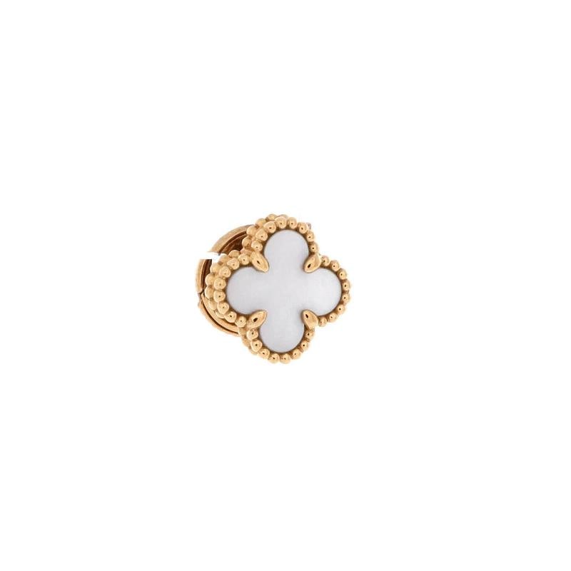 Van Cleef & Arpels Sweet Alhambra Stud Earrings 18K Yellow Gold and Mother of - 2