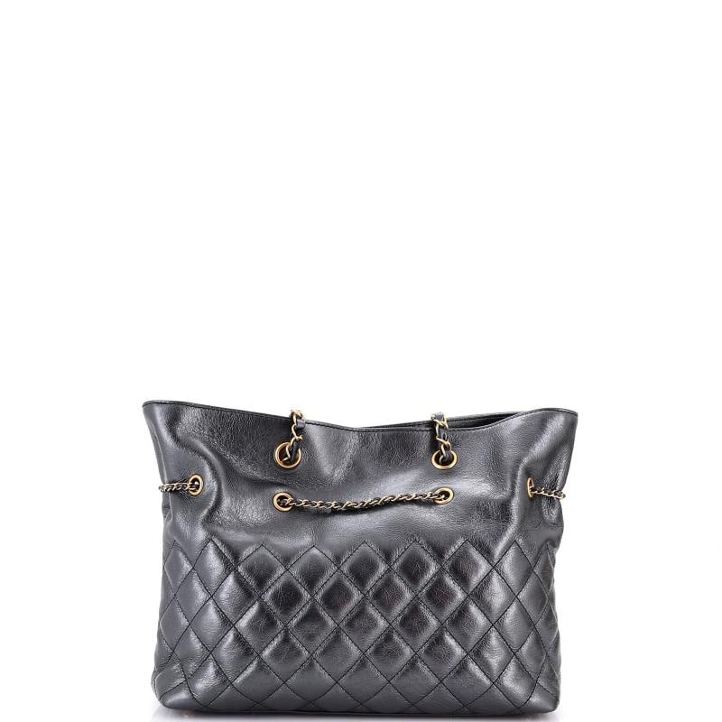 Chanel Front Zip CC Drawstring Chain Tote Quilted Calfskin Medium - 4